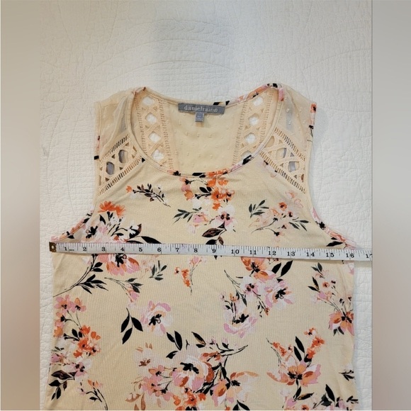 Daniel Rainn Petite XS Lace Tank Top Cream Pink Orange - Picture 8 of 12